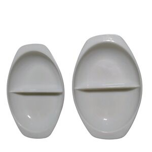 VTG Pyrex 1083 White Divided Christmas‎ Serve Casseroles #18 #21 Milk Glass USA